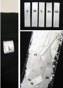 &eacute;tiquettes tailles S M L XL XXL en lot